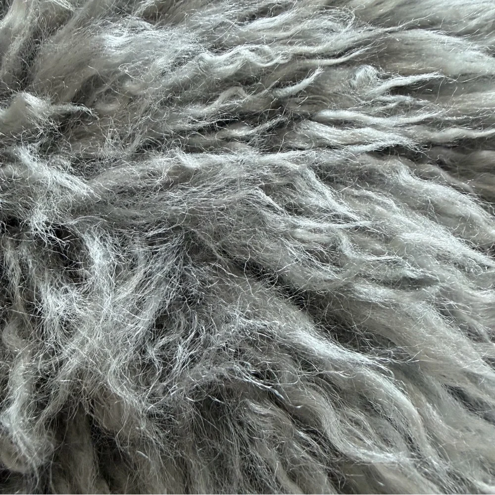 Icelandic Sheepskin Pillow 18x10 Gray Long Wool Fur Cushion Scandinavian Hygge